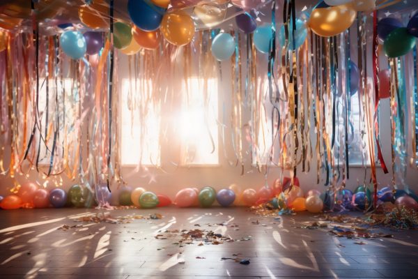 birthday-party-with-hanging-ribbons-garland-decorated-room-min